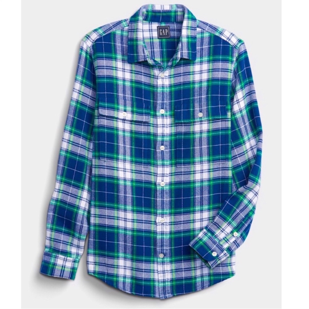 NEW GAP Plaid Shirt Long Sleeve Navy XL Men’s